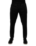 Black Polyester Men Jogger Sweatpants Pants