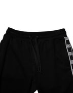 Black Cotton Blend Cropped Sweatpants Pants