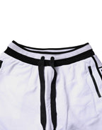 Black White Cotton Layered Sweatpants Pants