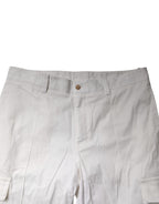 White Cotton Jogger Cargo Skinny Pants