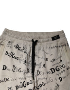 White Logo Print Men Skinny Sweatpants Pants