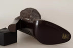 Brown Exotic Leather Heels High Boots Shoes