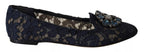 Blue Crystal Loafer Lace Ballet Flats Shoes