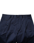 Dark Blue Cotton Mid Waist Men Bermuda Shorts