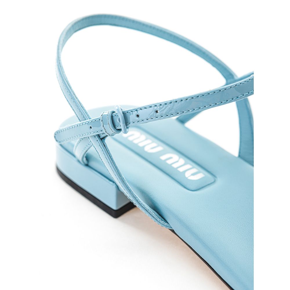 Blue Patent Leather Flip-Flop Sandals