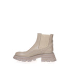 Beige Leather Chelsea Boots