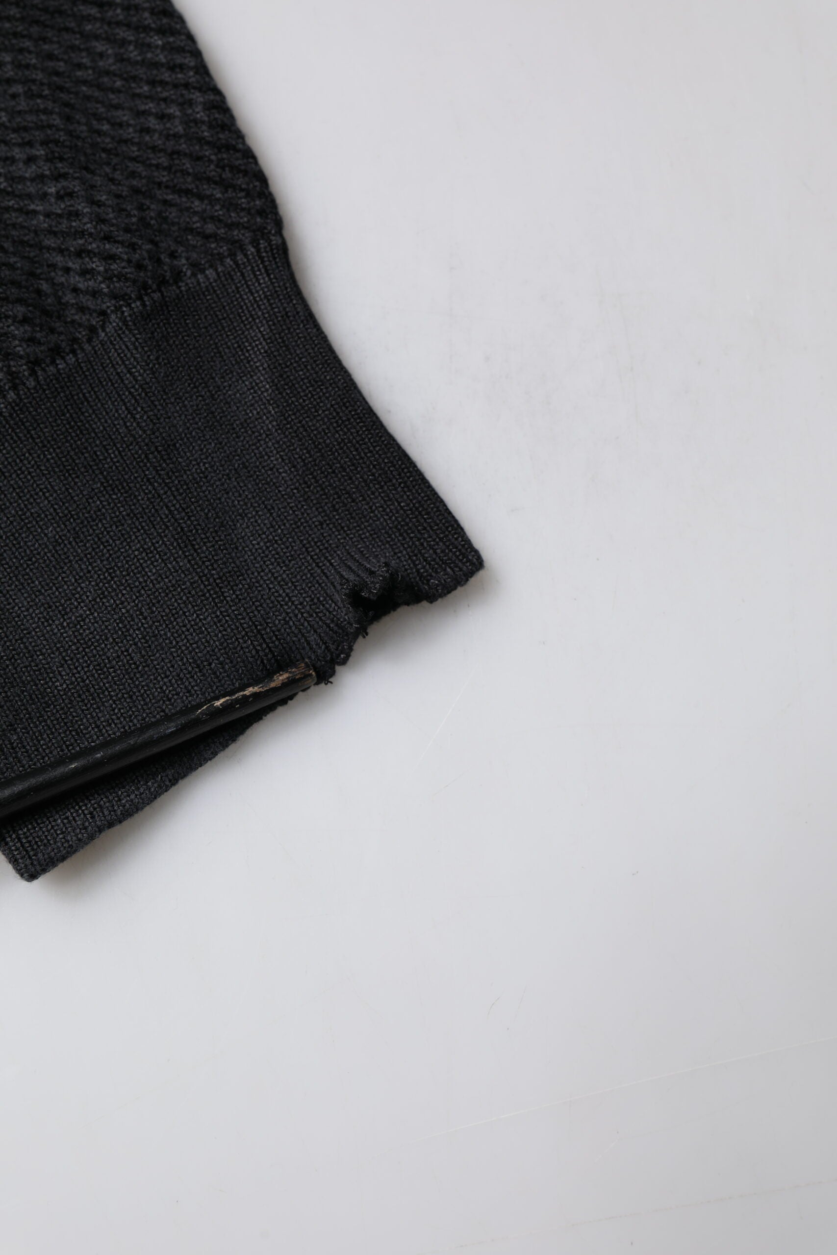 Black Heraldic Silk Buttoned Pullover Sweater