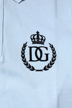 Sky Blue Cotton Crown Collared Polo T-shirt