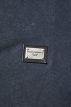 Dark Blue Logo Plaque Cotton Men Polo Shirt T-shirt