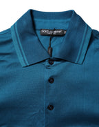 Blue Logo Cotton Men Polo Shirt T-shirt