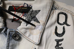 Light Blue Graffiti Button Down Denim Jacket