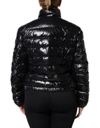 Black Logo Plaque Full Zip Puffer Jacket