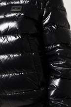 Black Logo Plaque Full Zip Puffer Jacket