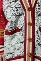 Multicolor Floral Lace Cardigan Sweater