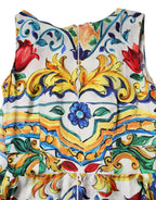 Multicolor Majolica Kaftan Short Sleeves Maxi Dress