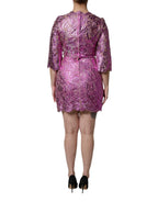 Metallic Fuchsia Floral Sheath Mini Dress