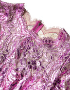 Metallic Fuchsia Floral Sheath Mini Dress