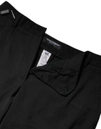 Black Polyester High Waist Slim Pants