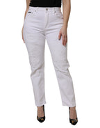 White Cotton High Waist Skinny Denim Jeans