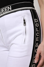 White Cotton Stretch Jogger Sweatpants Pants