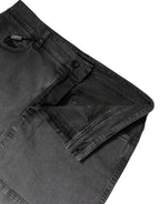 Gray Cotton Stretch Mid Waist Denim Mini Skirt