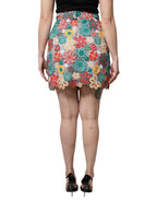 Multicolor Floral Lace High Waist Mini Skirt