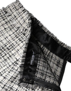 White Black High Waist Tartan Tweed Mini Skirt