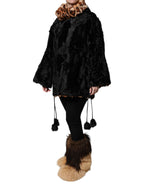 Black Lamb Fur Short Women Coat Jacket