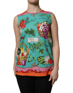 Multicolor Floral Silk Sleeveless Tank Top