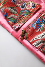 Red Floral Brocade Cropped Bustier Corset Top