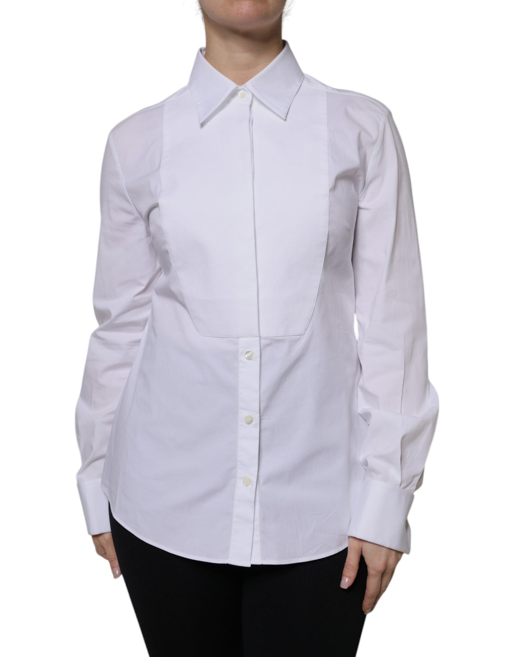 White Cotton Dress Collared Dress Shirt Top