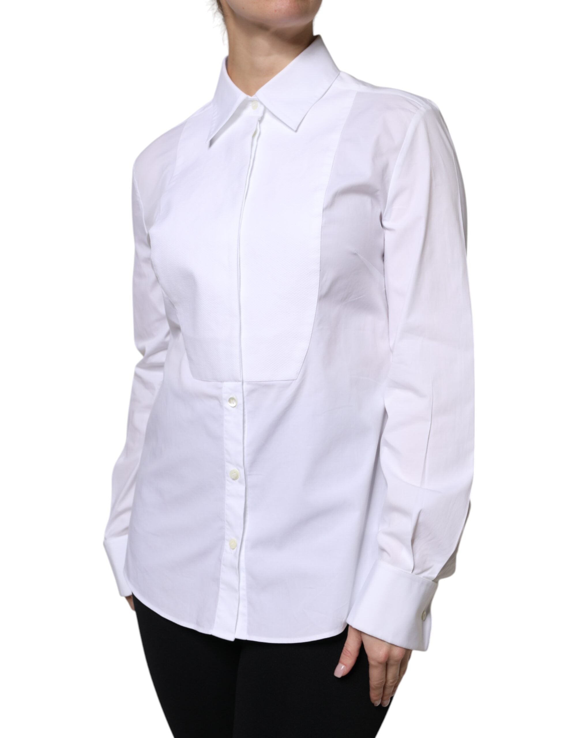 White Cotton Dress Collared Dress Shirt Top