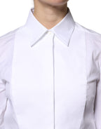 White Cotton Dress Collared Dress Shirt Top