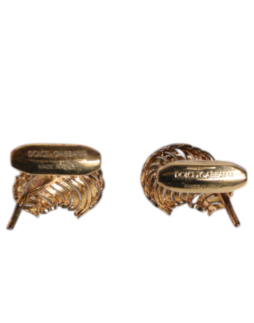 Gold 925 Sterling Silver Crystal Leaf Accessory Cufflink