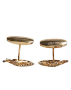 Gold 925 Sterling Silver Crystal Leaf Accessory Cufflink