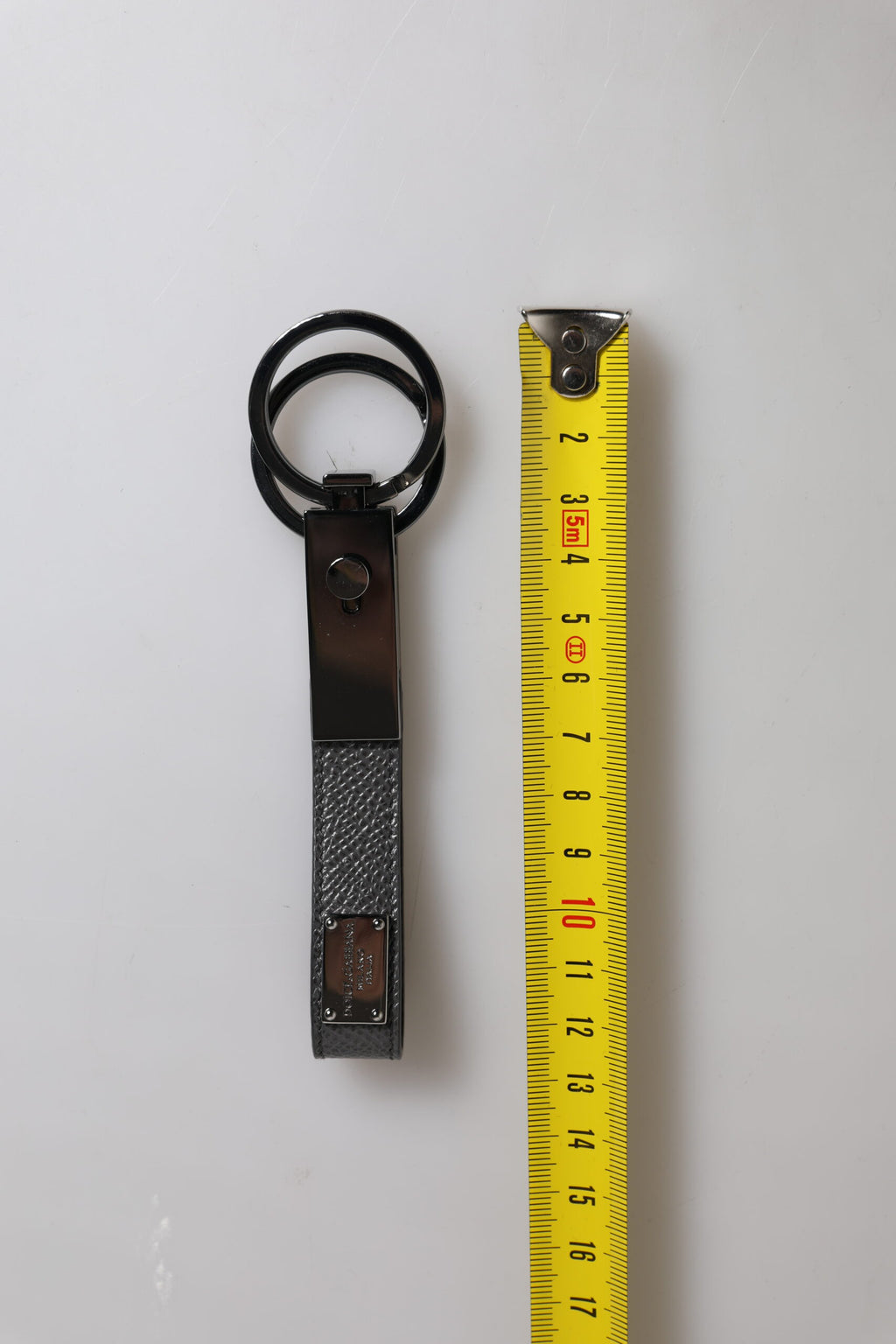 Brown Leather DG Plaque Double Keyring Holder Keychain