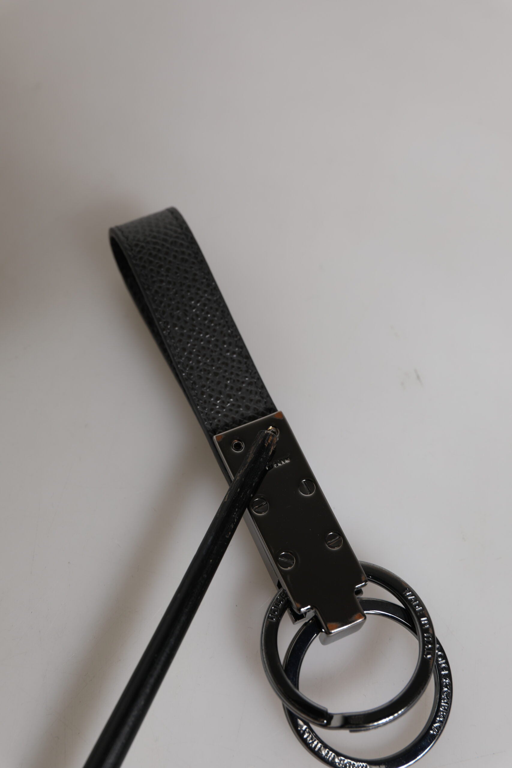 Brown Leather DG Plaque Double Keyring Holder Keychain