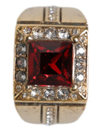 Gold Tone Sterling Silver 925 Crystals Ring