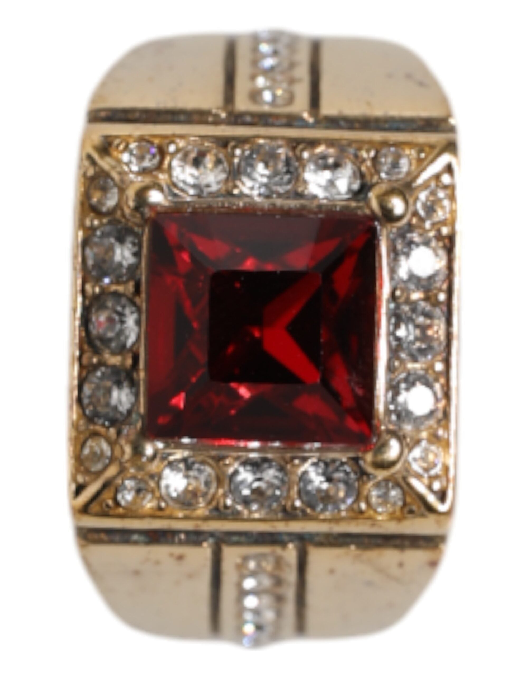 Gold Tone Sterling Silver 925 Crystals Ring