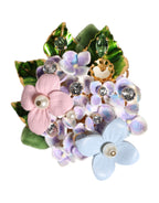 Multicolor Floral Crystals Pearls Enamel Accents Brooch