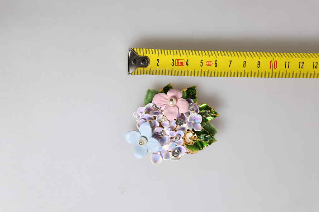Multicolor Floral Crystals Pearls Enamel Accents Brooch