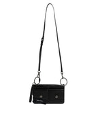 Black Leather Logo Purse Shoulder Crossbody Bag