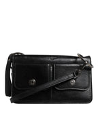Black Leather Logo Purse Shoulder Crossbody Bag