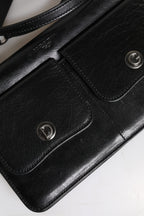 Black Leather Logo Purse Shoulder Crossbody Bag