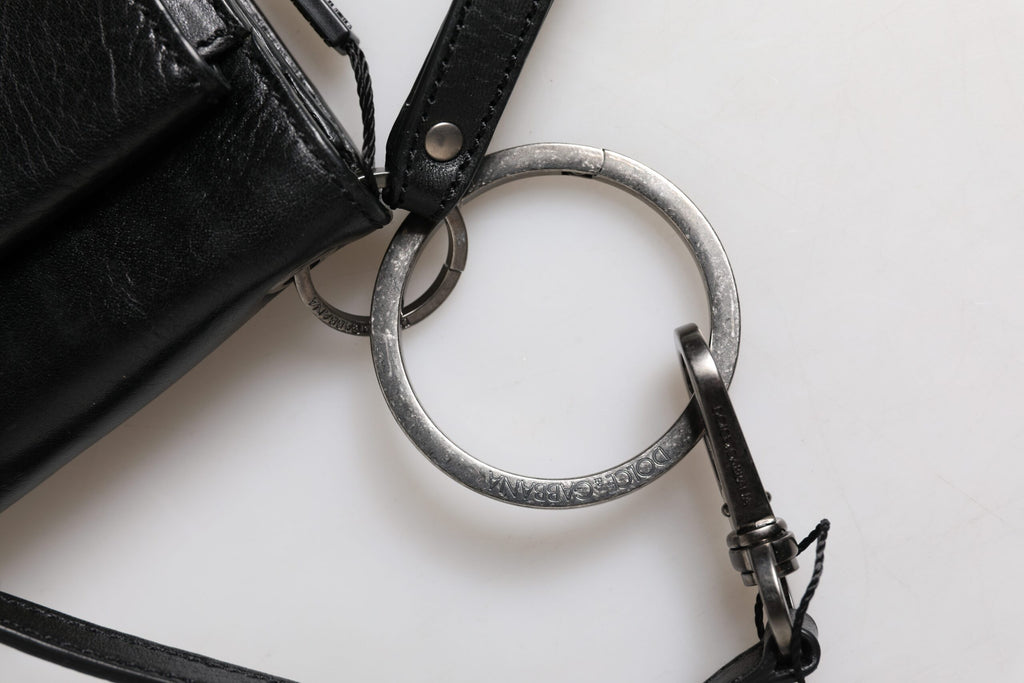 Black Leather Logo Purse Shoulder Crossbody Bag