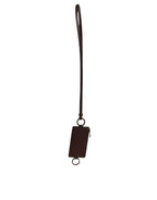 Brown Calf Leather Lanyard Logo Card Holder Wallet