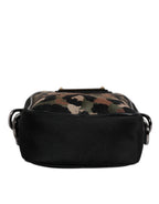 Multicolor Leopard Jacquard Logo Plaque Neck Strap Bag