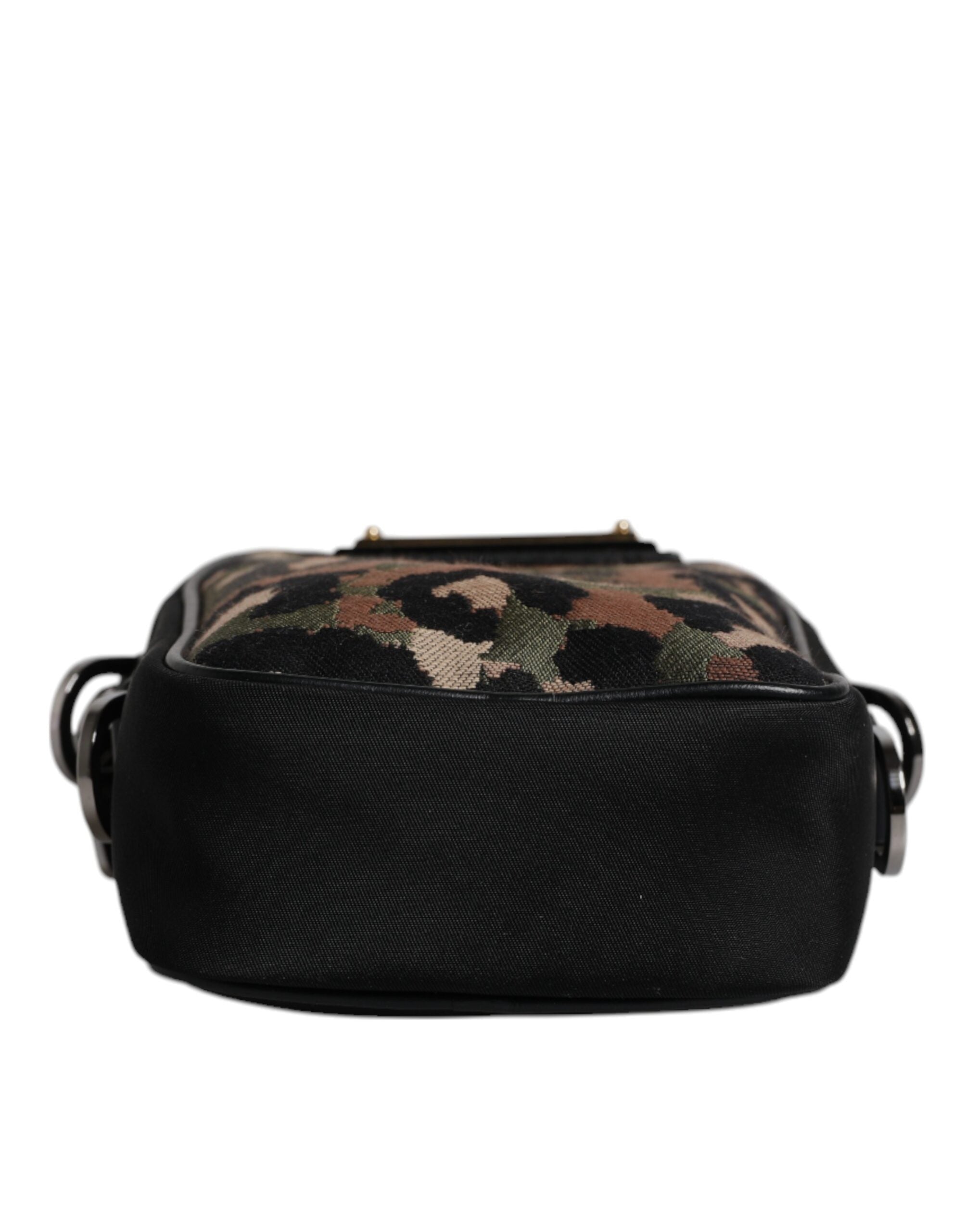 Multicolor Leopard Jacquard Logo Plaque Neck Strap Bag