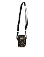 Multicolor Leopard Jacquard Logo Plaque Neck Strap Bag