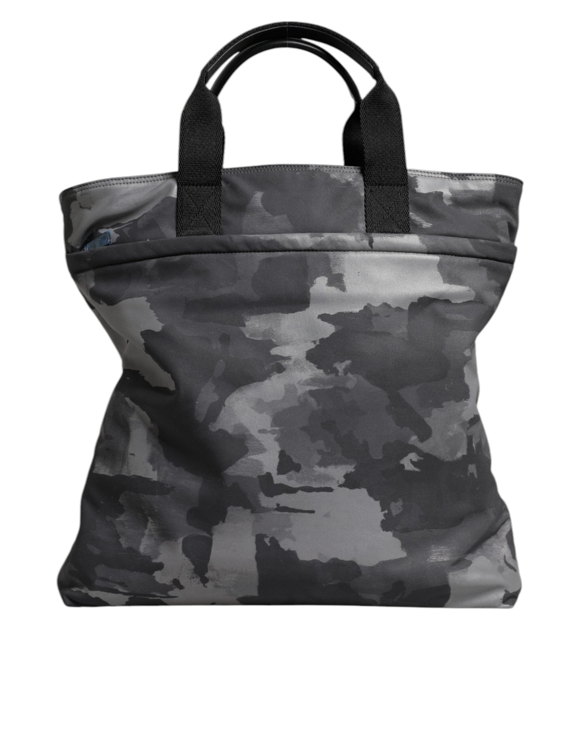 Gray Camo Cotton Multiple Compartments Tote Bag